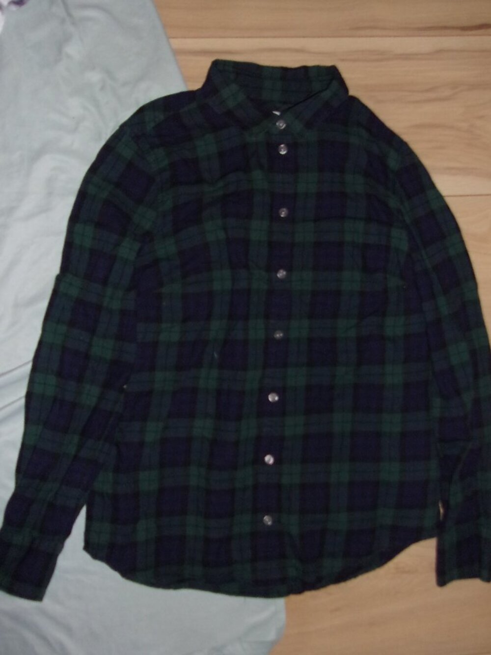 J Crew size small womens plaid flannel shirt green blue  button up soft fall
